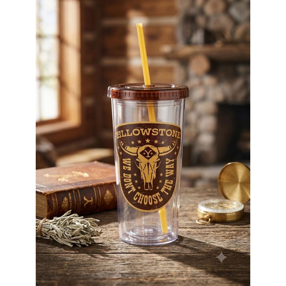 Yellowstone TV Series Insulated Travel Tumbler with Straw 20 Oz. NWT